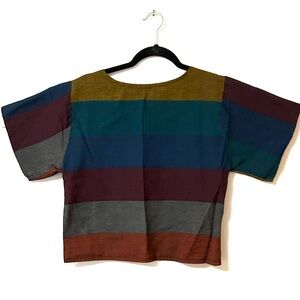 Boxy Jewel-tone colour block vintage top